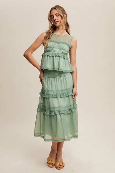 Ruffle Blouse & Skirt Set