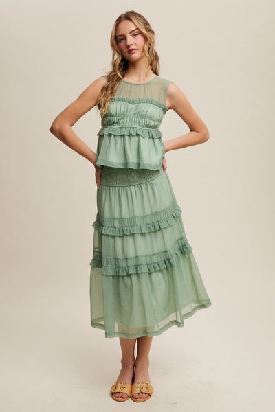 Ruffle Blouse & Skirt Set