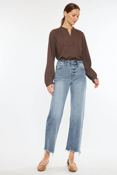 Kan Can High Rise Slim Wide Leg Jean