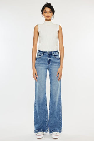 Kan Can High Rise Wide Leg Flare Jean