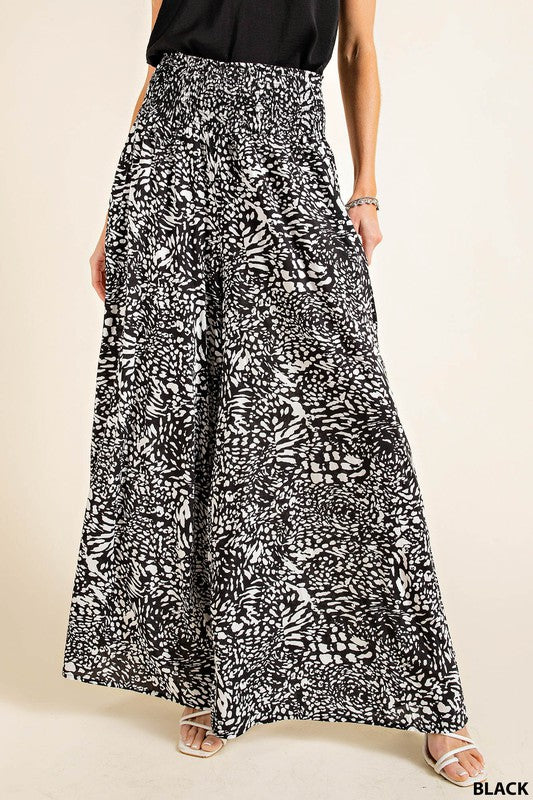 Print Smocked Waist Maxi Pants Livin On Dreams Boutique