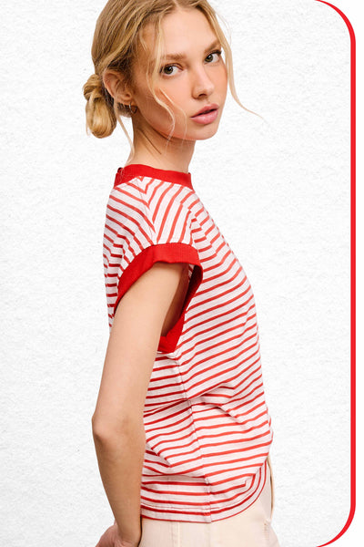 Nautical Cap Sleeve Striped Top