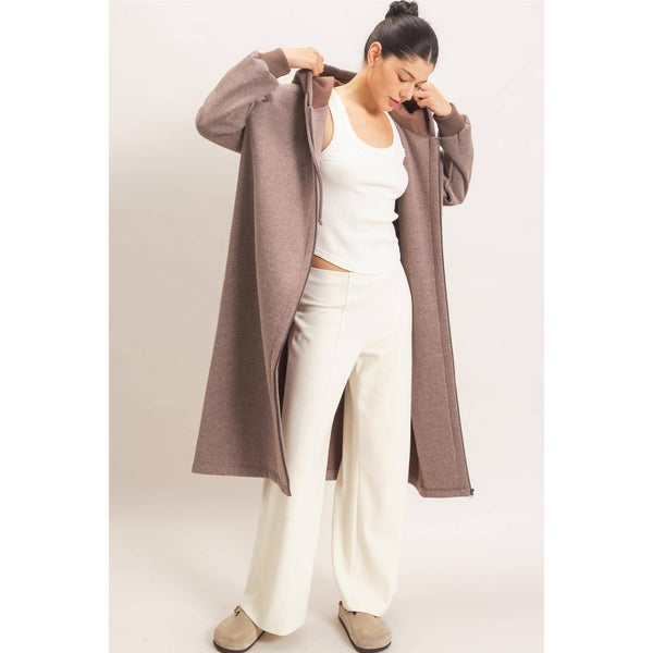 Oversized Longline Zip-Up Hoodie Jacket