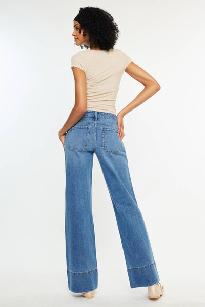MID RISE SEAM WIDE LEG JEANS