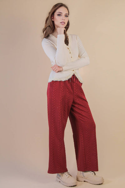 Cable Knit Textured Comfy Pants