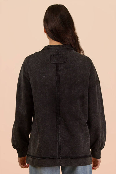 Mock Neck Mineral Washed Top