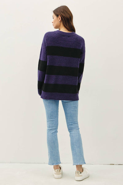 OVERSIZED LARGE HORZIONTAL STRIPED SWEATER
