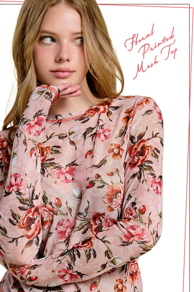 Semi Sheer Long Sleeve Mesh Top