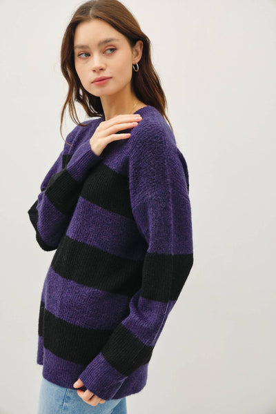 OVERSIZED LARGE HORZIONTAL STRIPED SWEATER