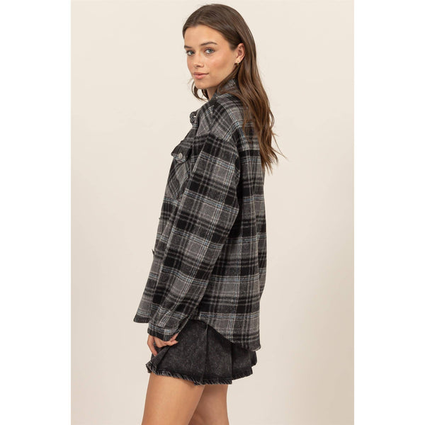 Plaid Shacket With Pockets
