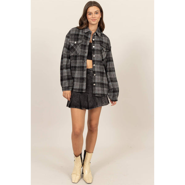 Plaid Shacket With Pockets