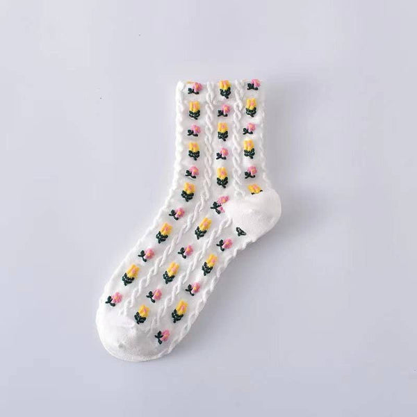 FLORAL MID CALF LENGTH SOCKS