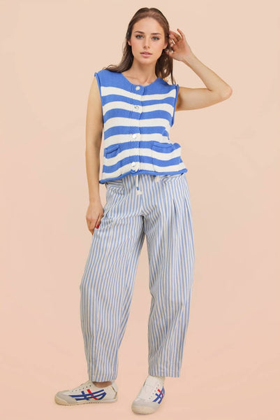 Striped Barrel Denim Pants