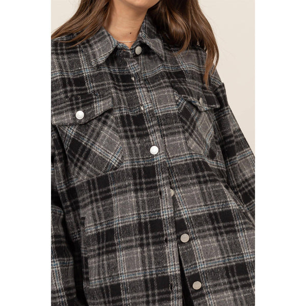 Plaid Shacket With Pockets