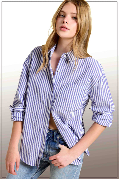 Collared Stripe Button Down Shirt