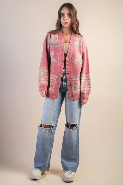 Oversized Western Knit Cardigan