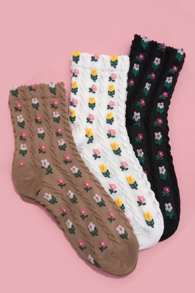 FLORAL MID CALF LENGTH SOCKS
