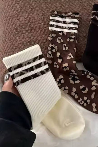 WOMAN ANIMAL LEOPARD HALF CREW THROWBACK SOCKS