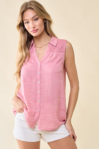 Pink Rose Sleeveless Shirt