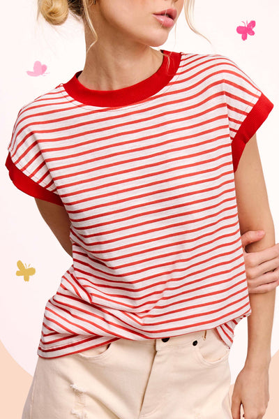 Nautical Cap Sleeve Striped Top