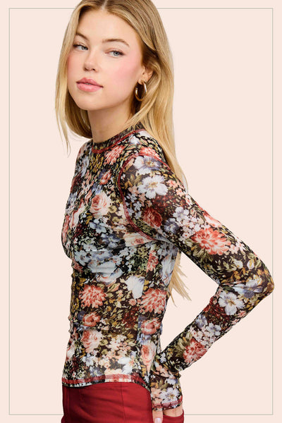 Semi Sheer Floral Top