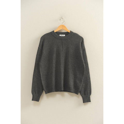 Front Seam Crew Neck Sweater