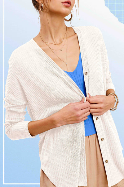 Waffle Button Down Cardigan