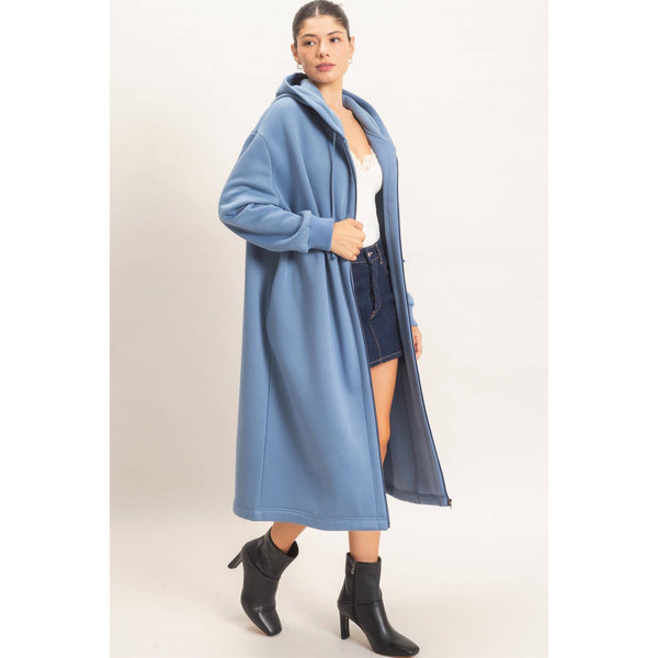 Oversized Longline Zip-Up Hoodie Jacket