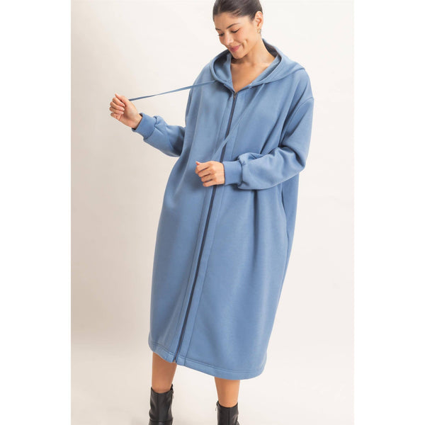 Oversized Longline Zip-Up Hoodie Jacket
