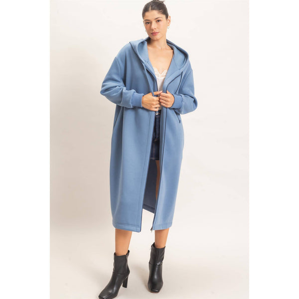 Oversized Longline Zip-Up Hoodie Jacket