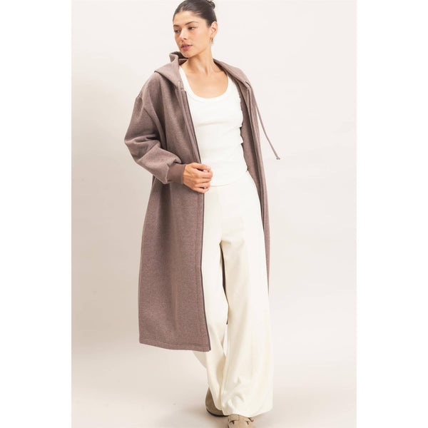 Oversized Longline Zip-Up Hoodie Jacket