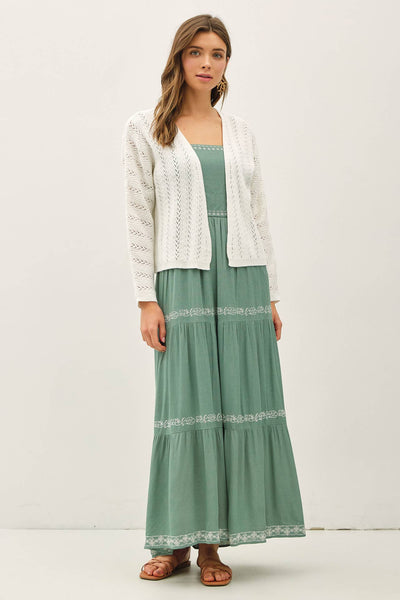 CROCHET KNIT BOXY CROPPED OPEN CARDIGAN