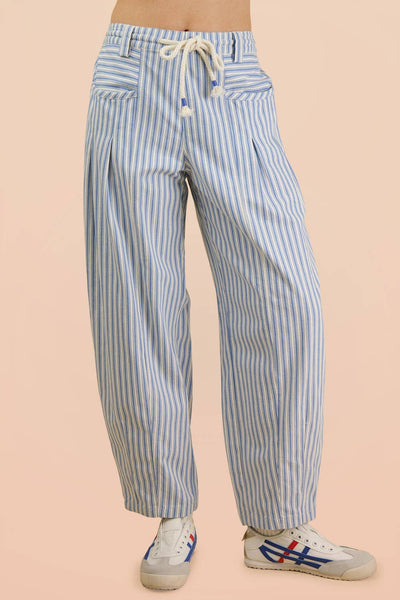 Striped Barrel Denim Pants