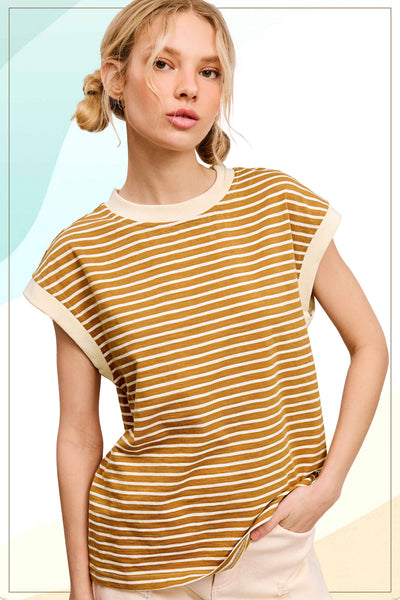 Nautical Cap Sleeve Striped Top