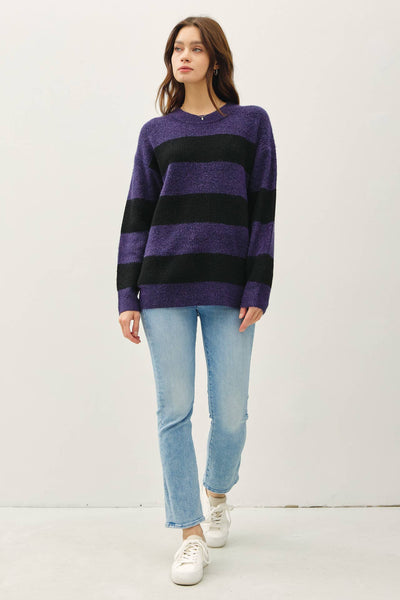 OVERSIZED LARGE HORZIONTAL STRIPED SWEATER