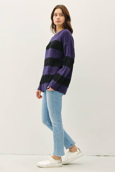 OVERSIZED LARGE HORZIONTAL STRIPED SWEATER