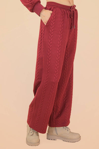 Cable Knit Textured Comfy Pants