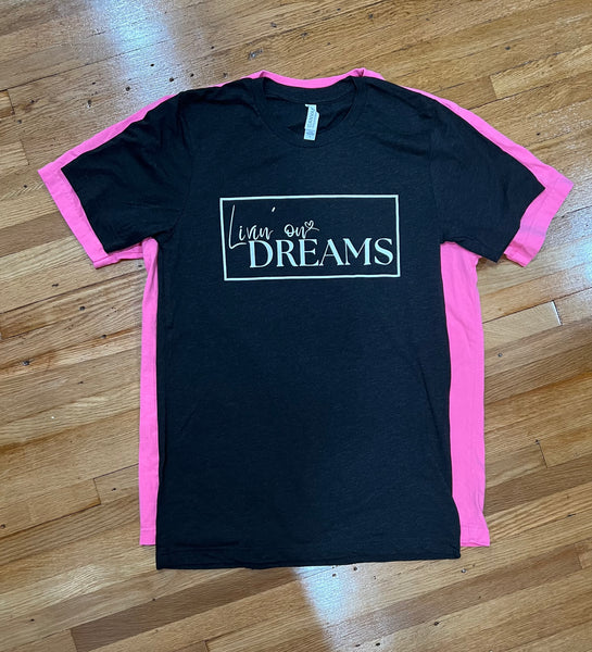 NEW LOGO Pink Livin' on Dreams Tee