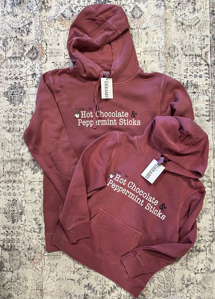 Livin' on Hot Chocolate & Peppermint Hoodie no