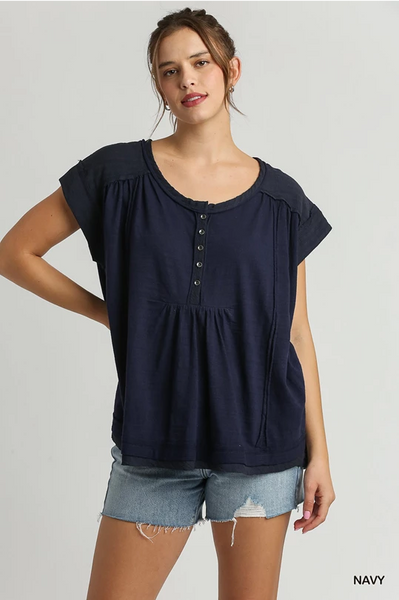 Oversized Navy Top