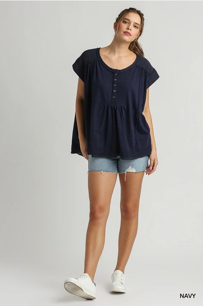 Oversized Navy Top