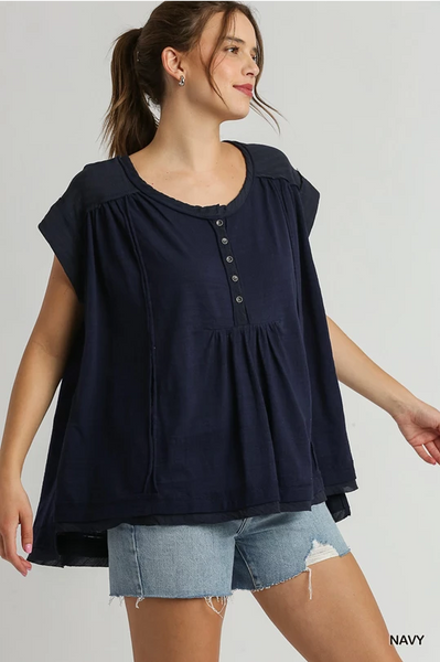 Oversized Navy Top