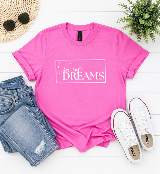 NEW LOGO Pink Livin' on Dreams Tee
