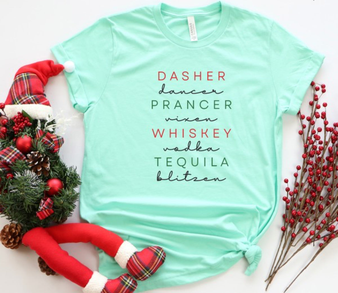 Dasher, Dancer, Prancer Drinking T-shirt