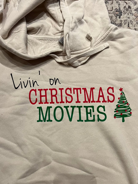 Adult Livin' on Christmas Movies Hoodie