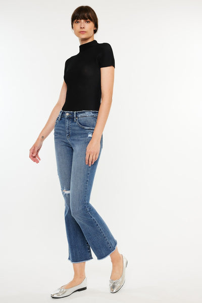 Kan Can High Rise Cropped Bootcut Jean