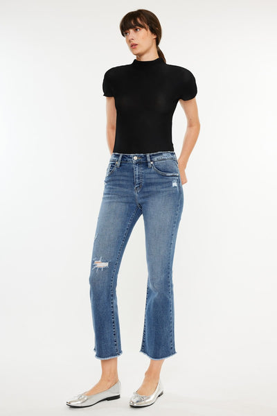 Kan Can High Rise Cropped Bootcut Jean