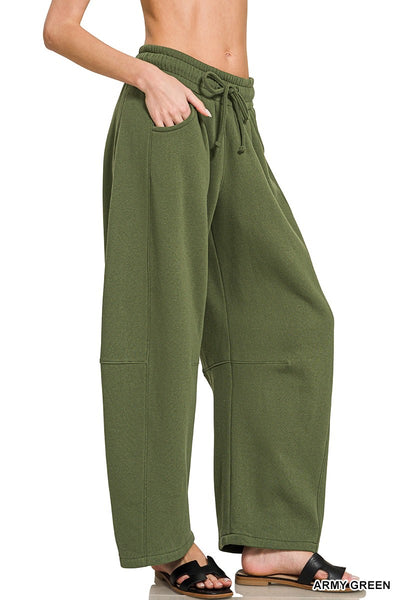 Fleece Barrel Leg Pants