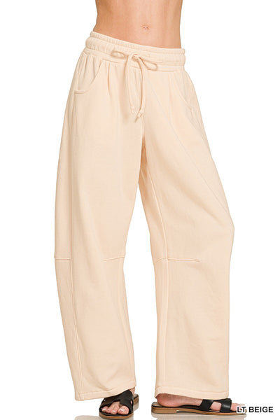 Fleece Barrel Leg Pants