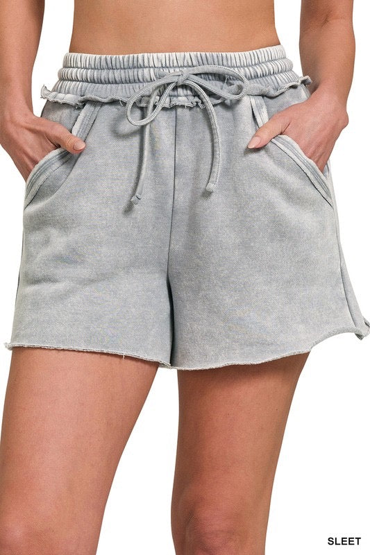 Acid Wash Fleece Shorts